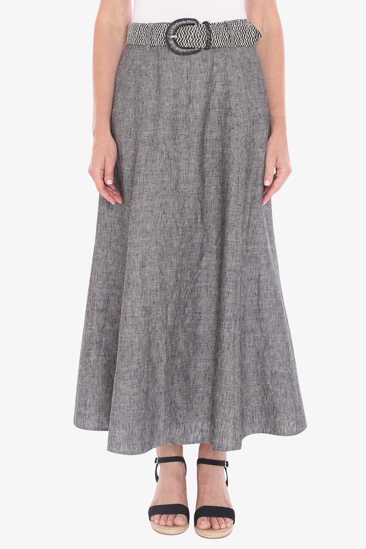 Womens Belted Panel Skirt Grey 596j6135a