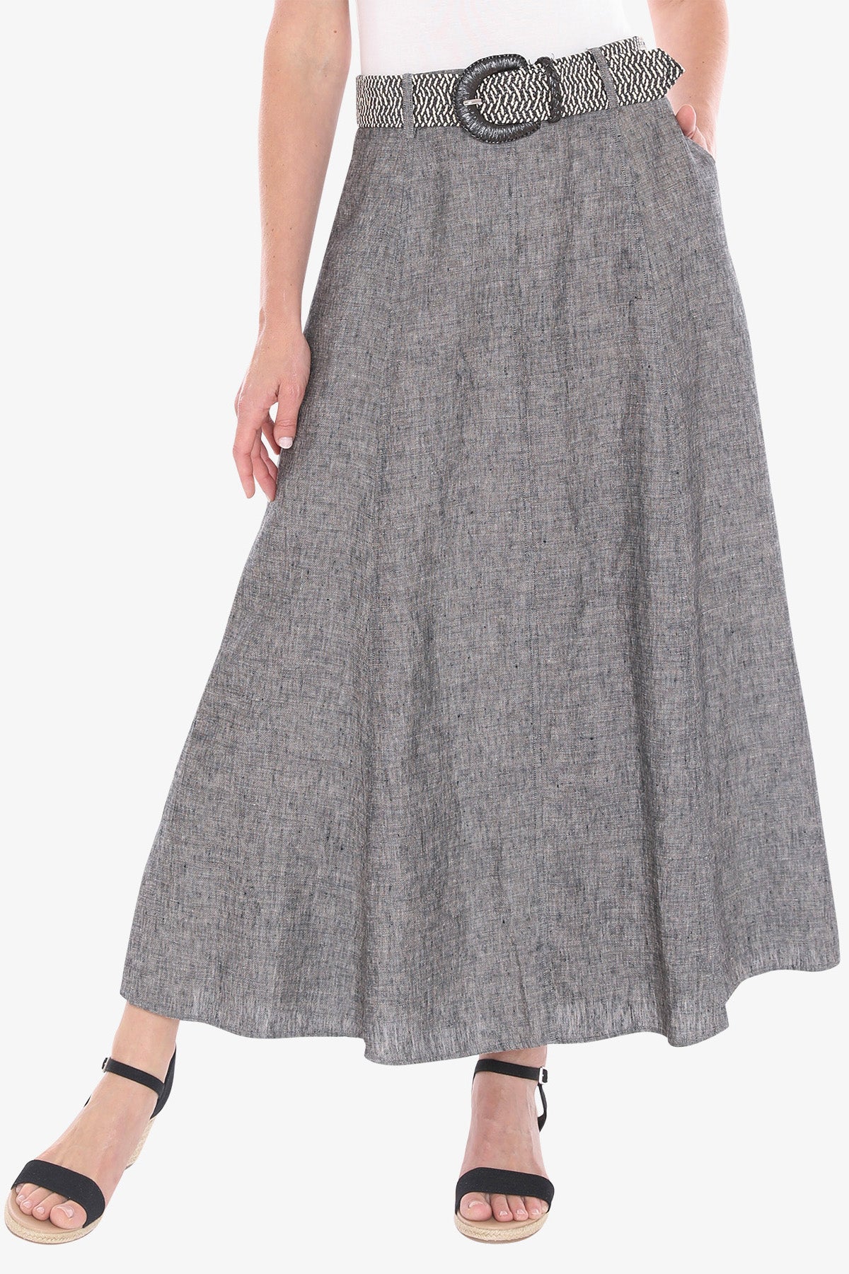 Womens Belted Panel Skirt Grey 596j6135a