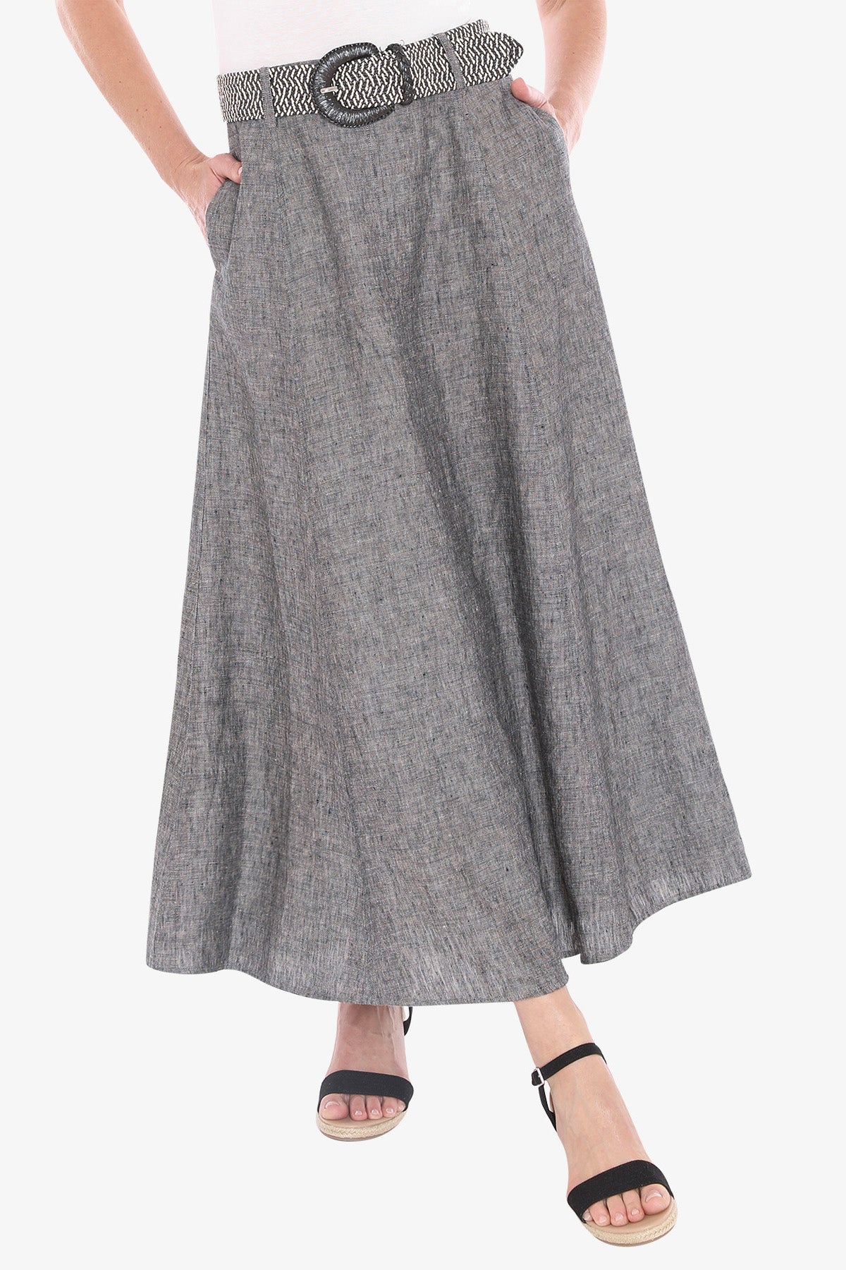 Womens Belted Panel Skirt Grey 596j6135a