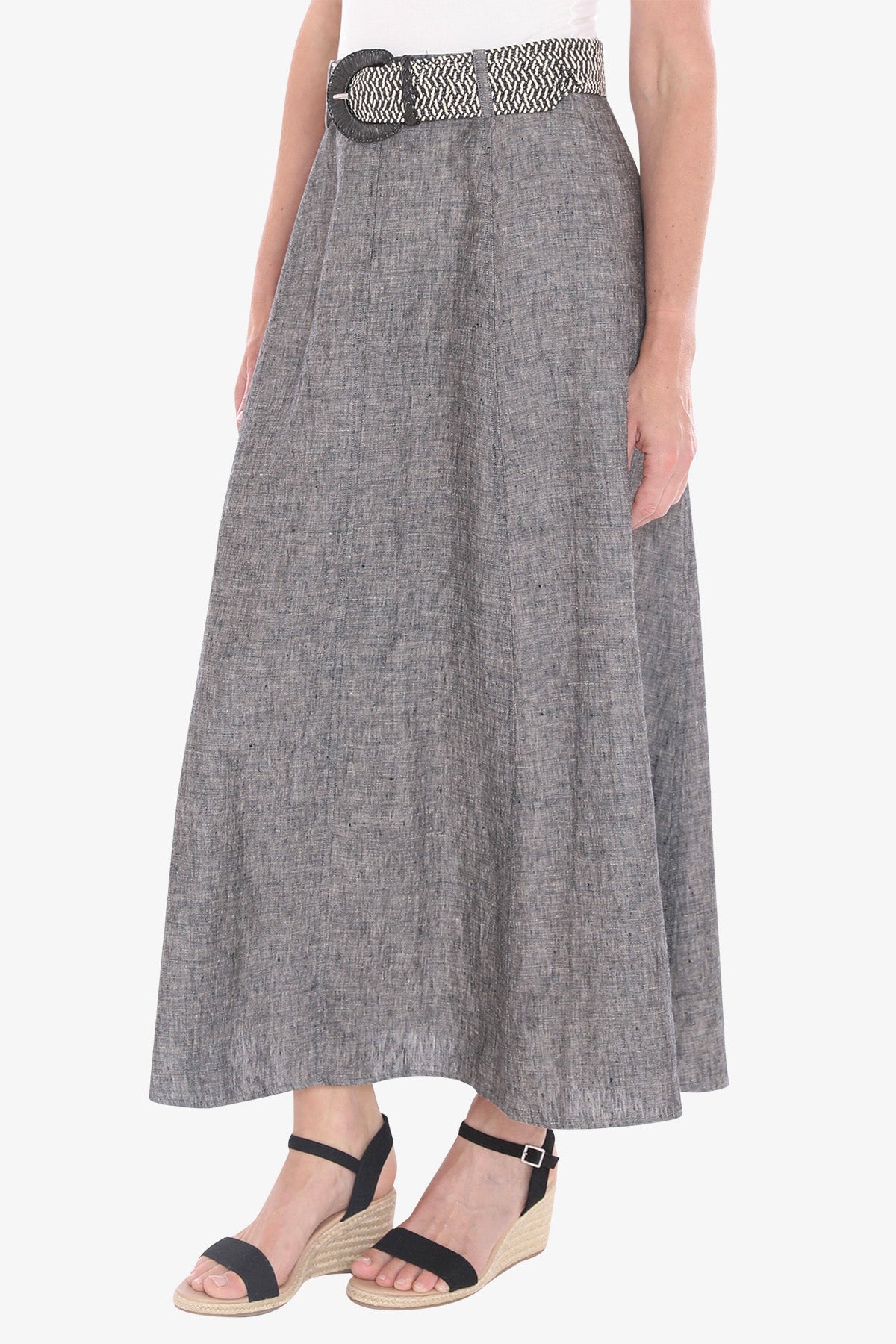 Womens Belted Panel Skirt Grey 596j6135a