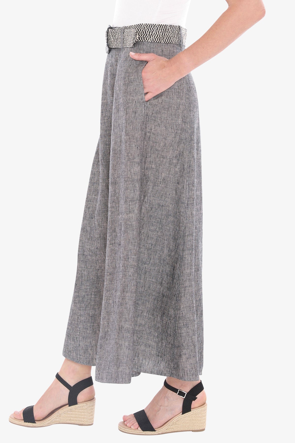 Womens Belted Panel Skirt Grey 596j6135a