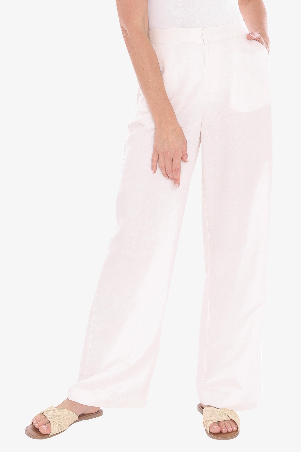 Womens Fly Front Pant White 596j7094a