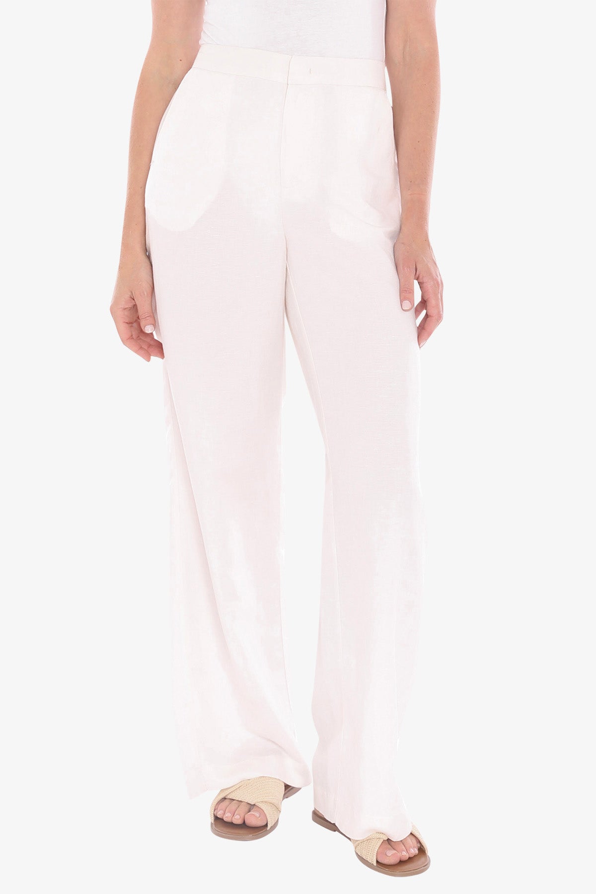 Womens Fly Front Pant White 596j7094a
