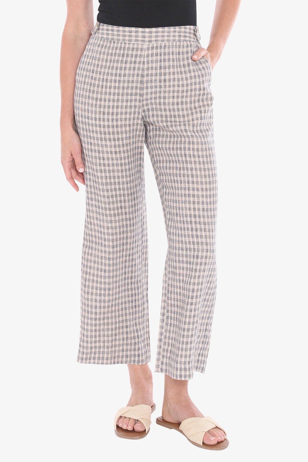 Womens Grid Check Pant Beige 596j7113a