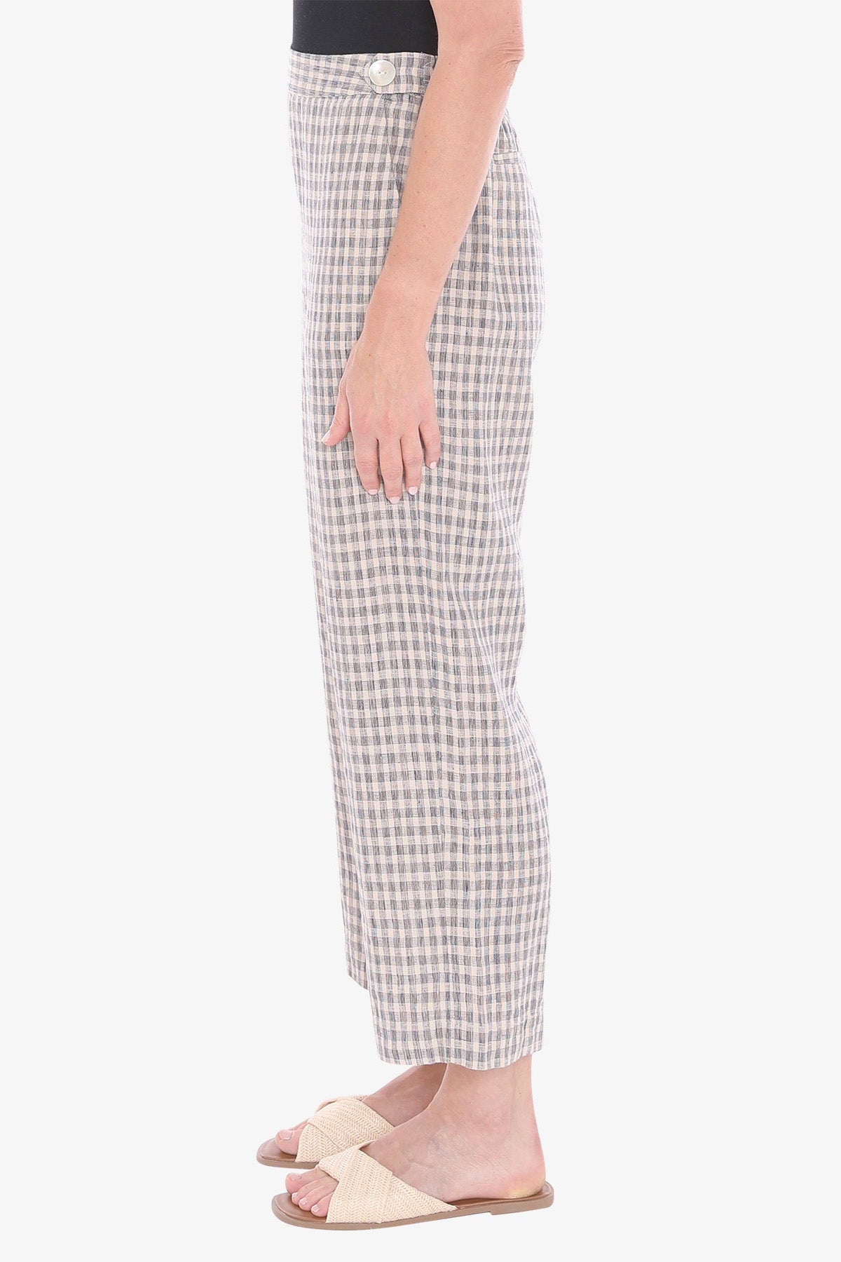 Womens Grid Check Pant Beige 596j7113a