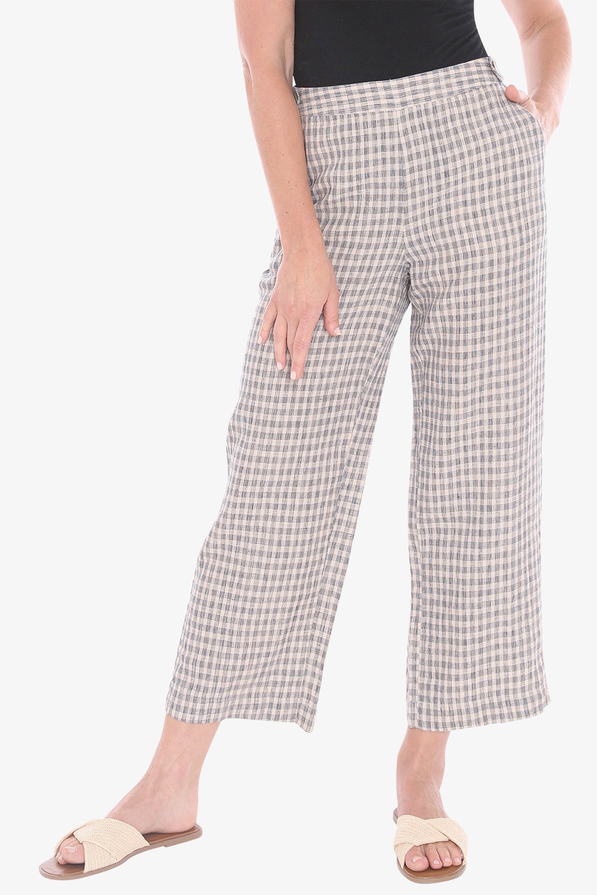Womens Grid Check Pant Beige 596j7113a