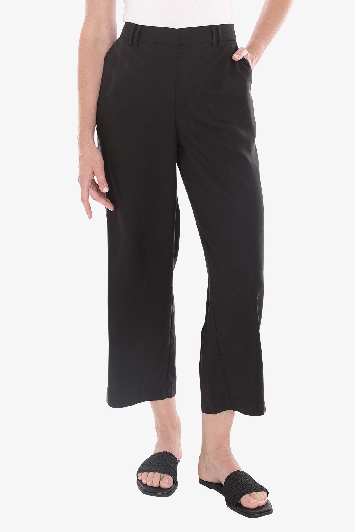 Womens Flat Front Pant Black 596j7143a