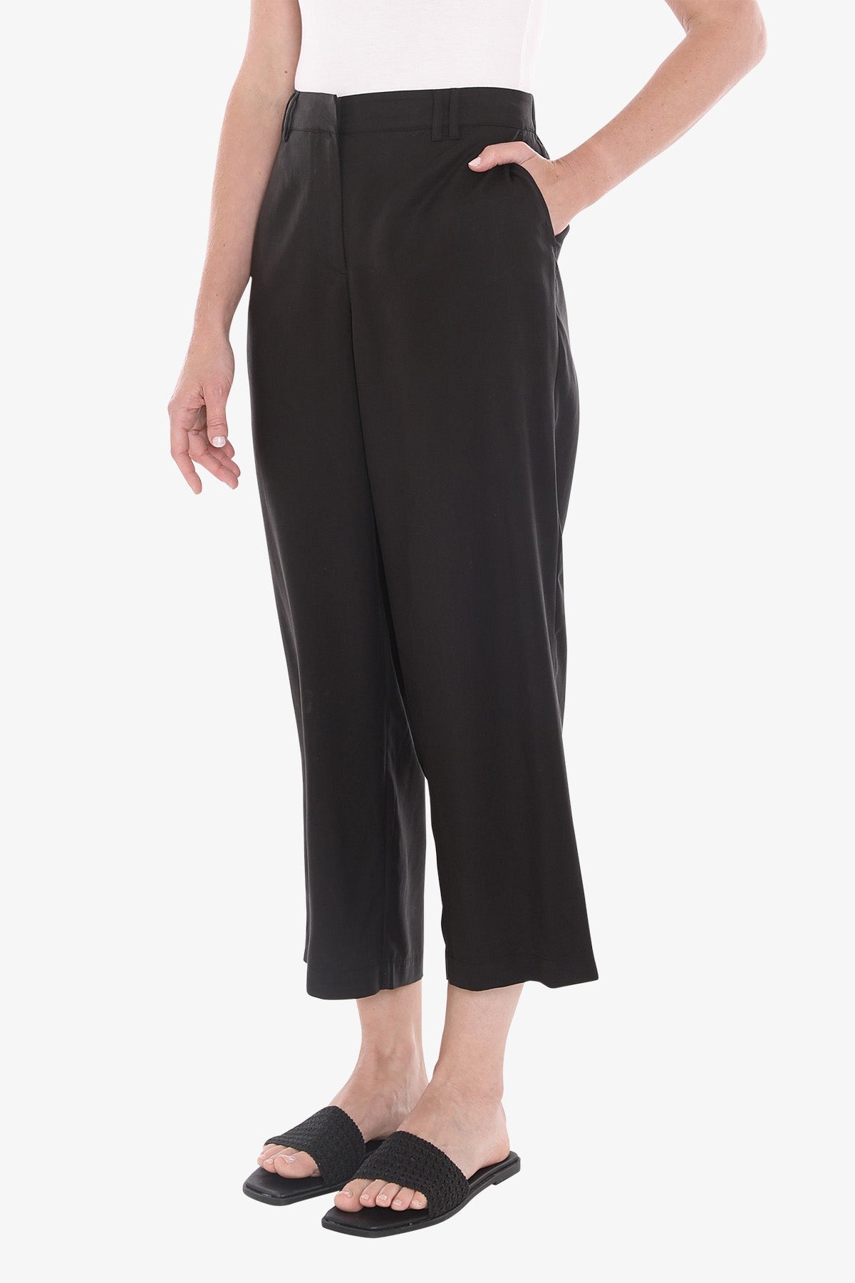 Womens Flat Front Pant Black 596j7143a