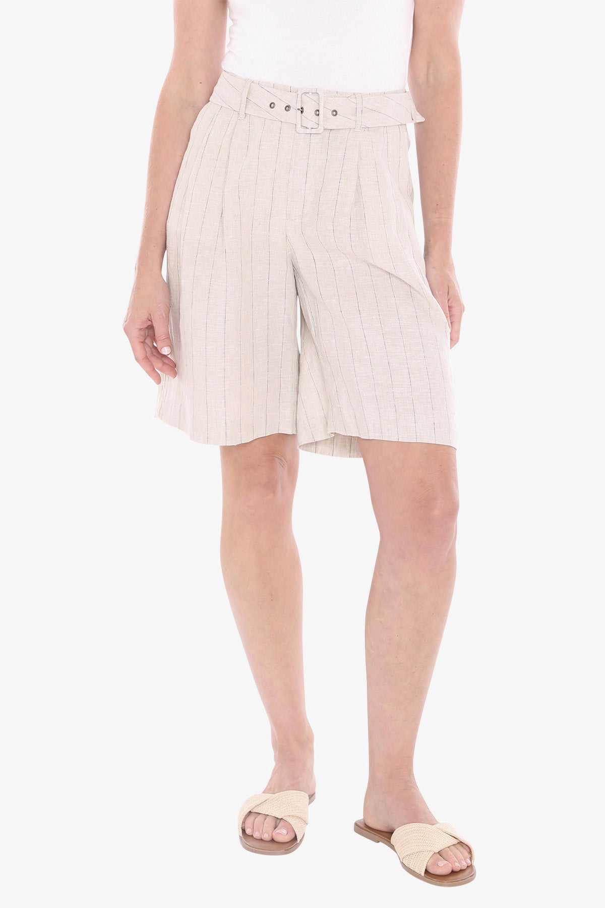 Womens Pinstripe Short Natural 596j8119a