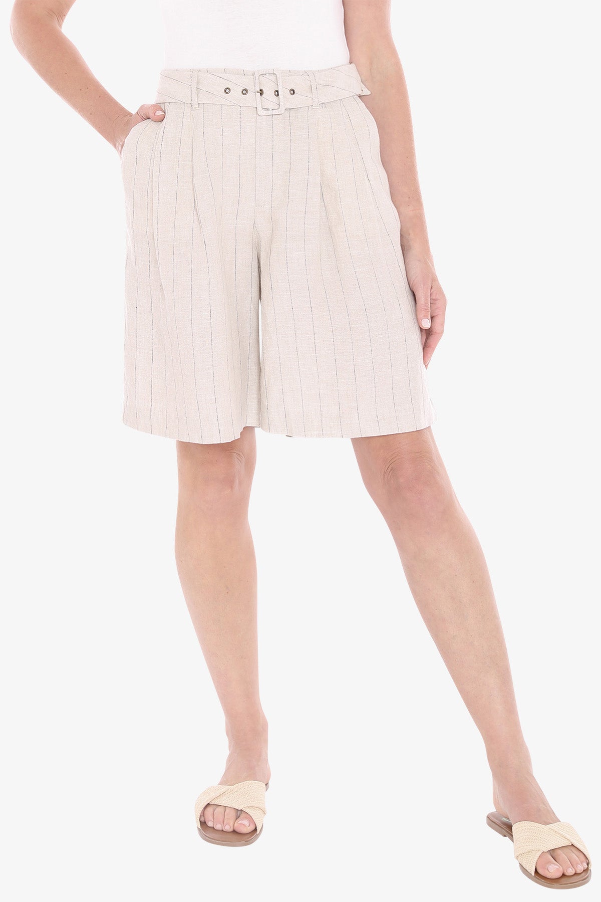 Womens Pinstripe Short Natural 596j8119a