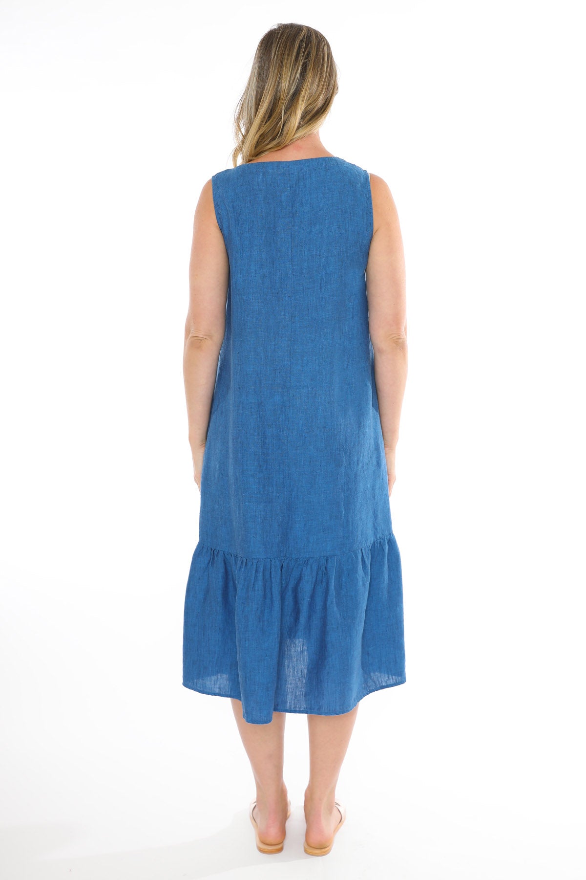 Women's Sleeveless V-Neck Dress in Blue