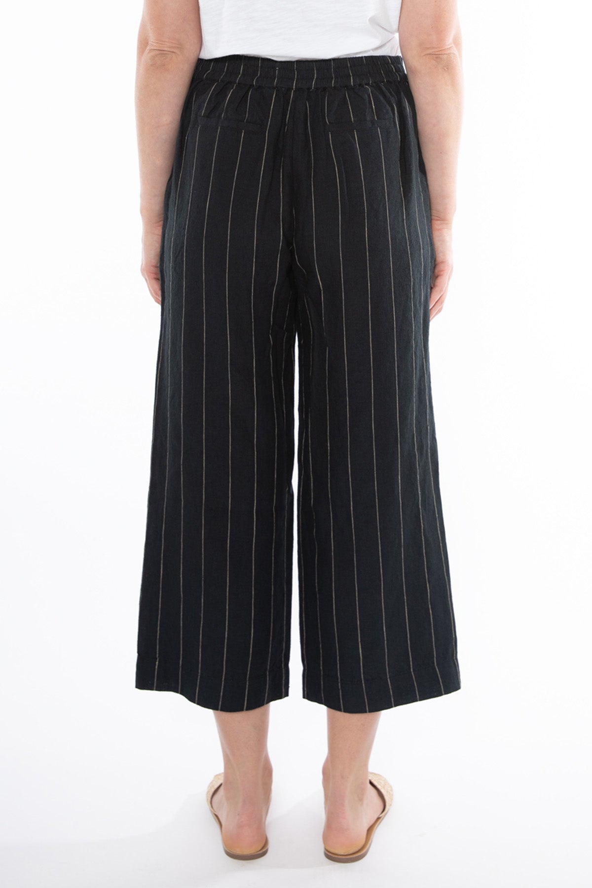 Women's Wide Stripe Pant in Black and Brown