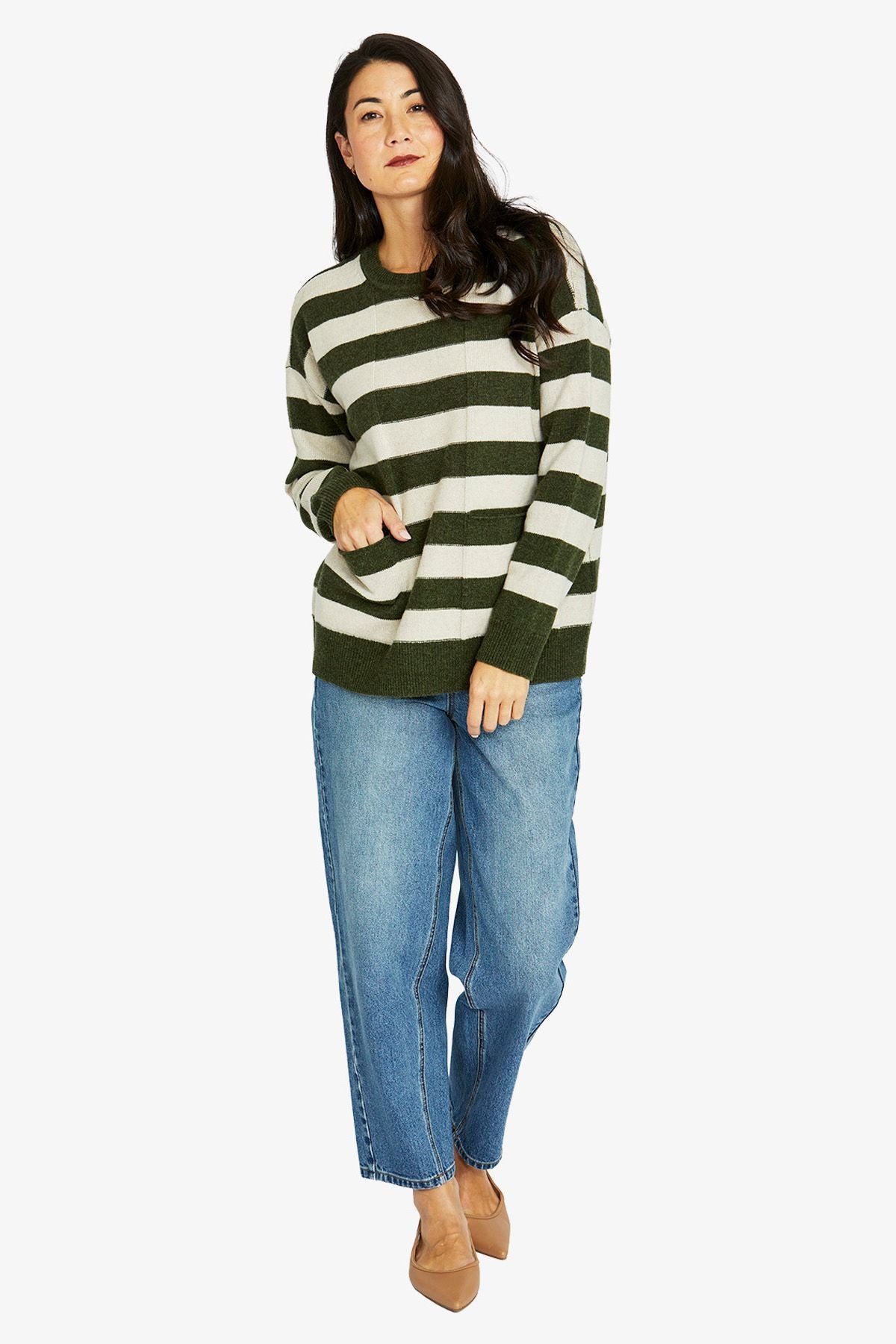 Womens 2 Pkt Stripe Pullover Multicolor 60611076a