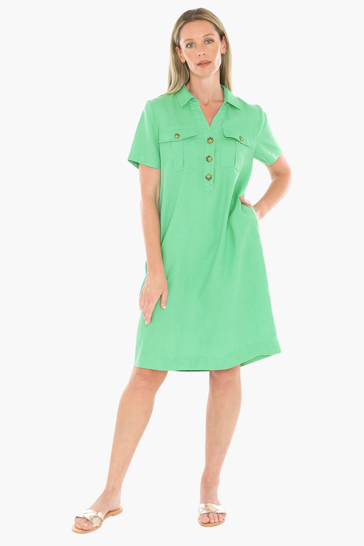 Womens 2 Pocket Dress Green 596j5132a