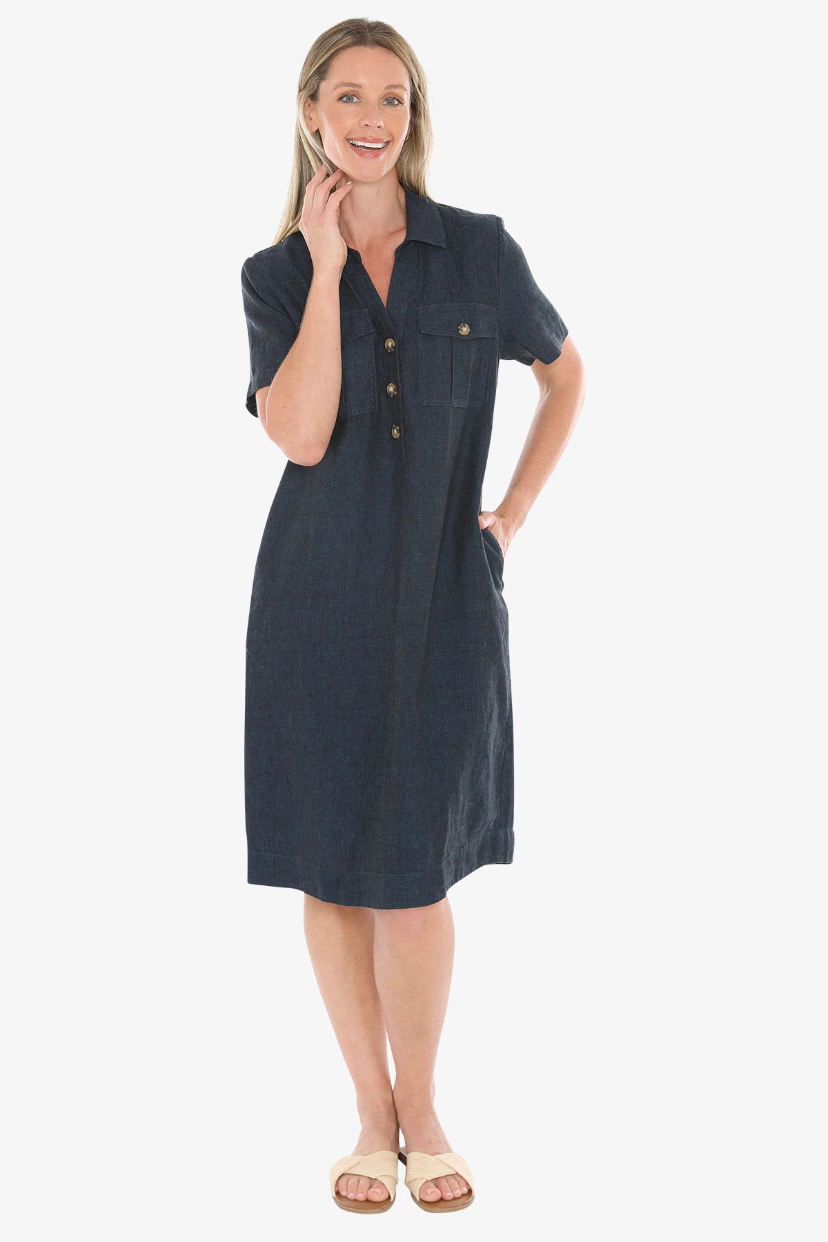 Womens 2 Pocket Dress Navy 596j5132a