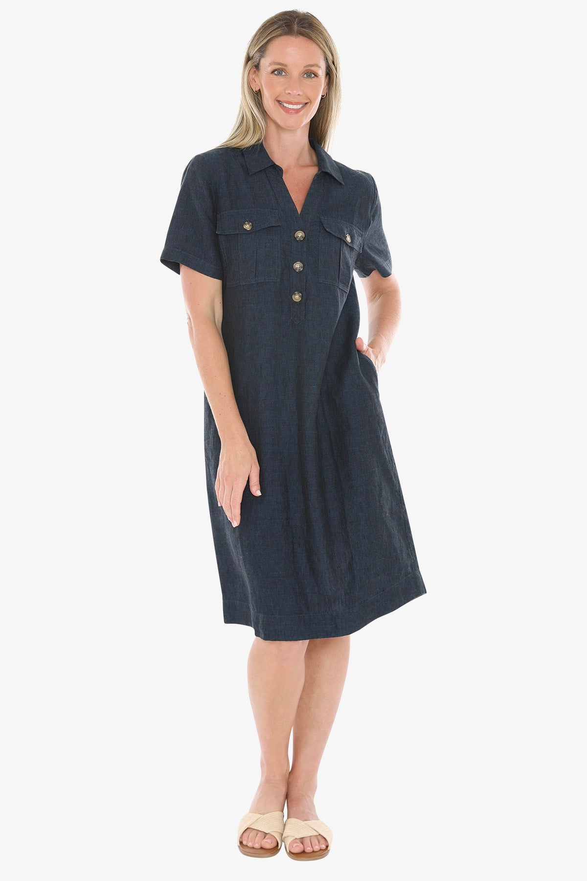 Womens 2 Pocket Dress Navy 596j5132a