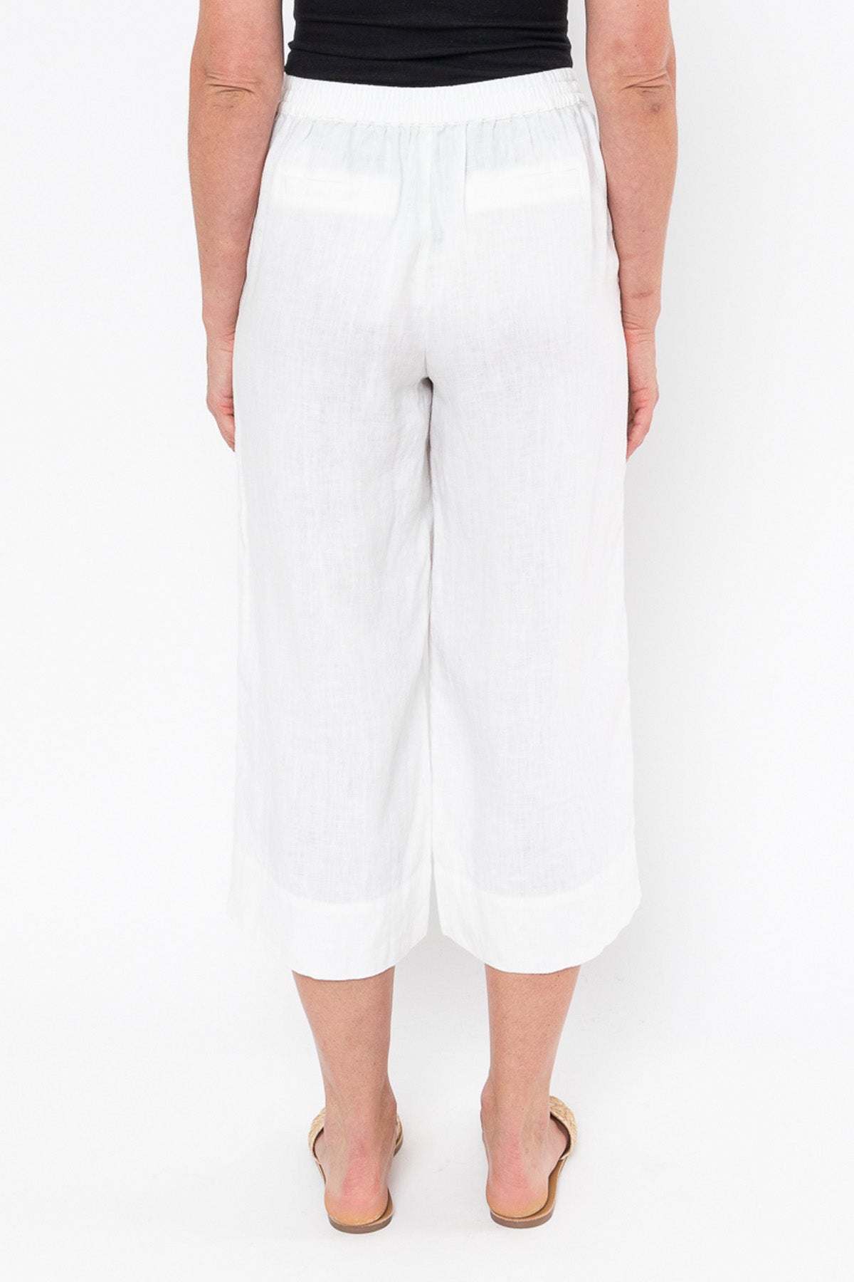 3/4 Button Detail Pant White