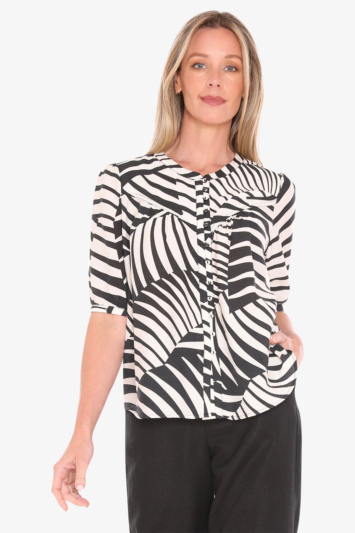 Womens Abstract Fern Top Multicolor 596j3179a