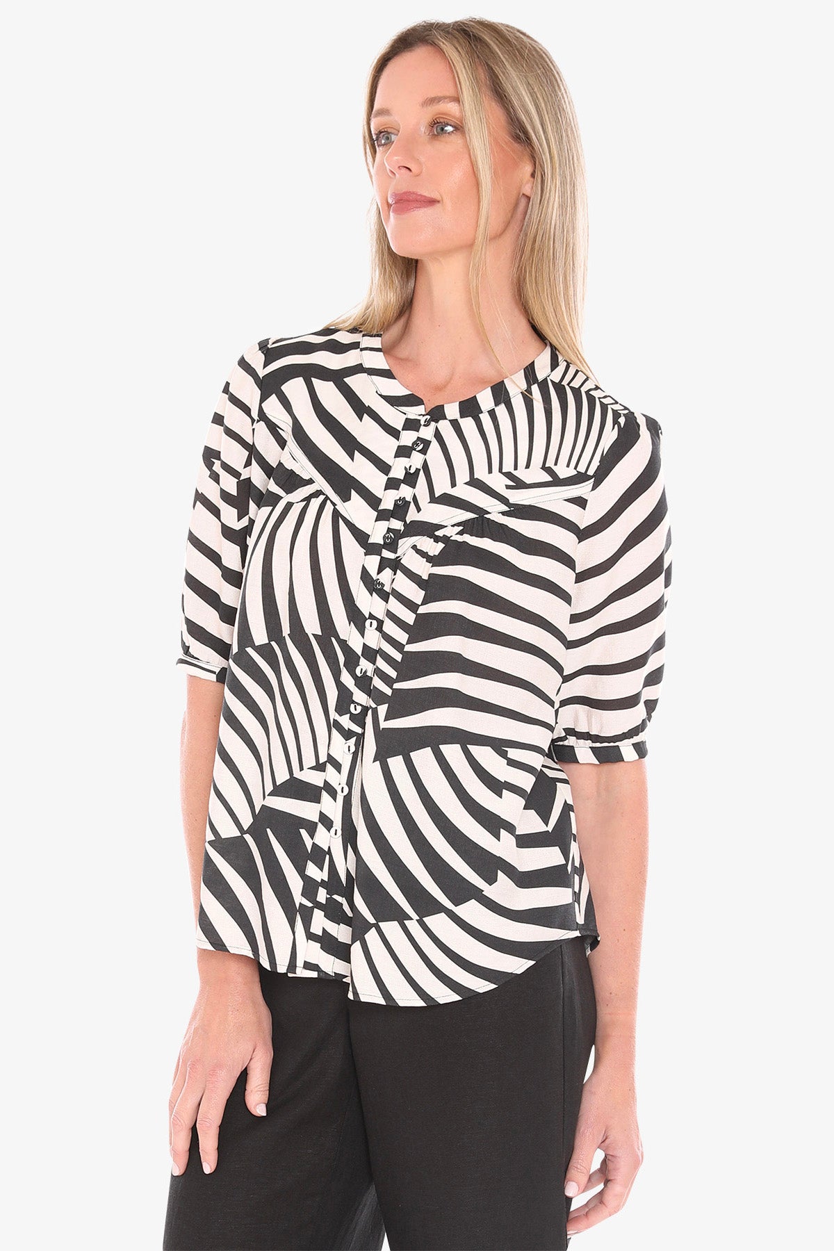 Womens Abstract Fern Top Multicolor 596j3179a