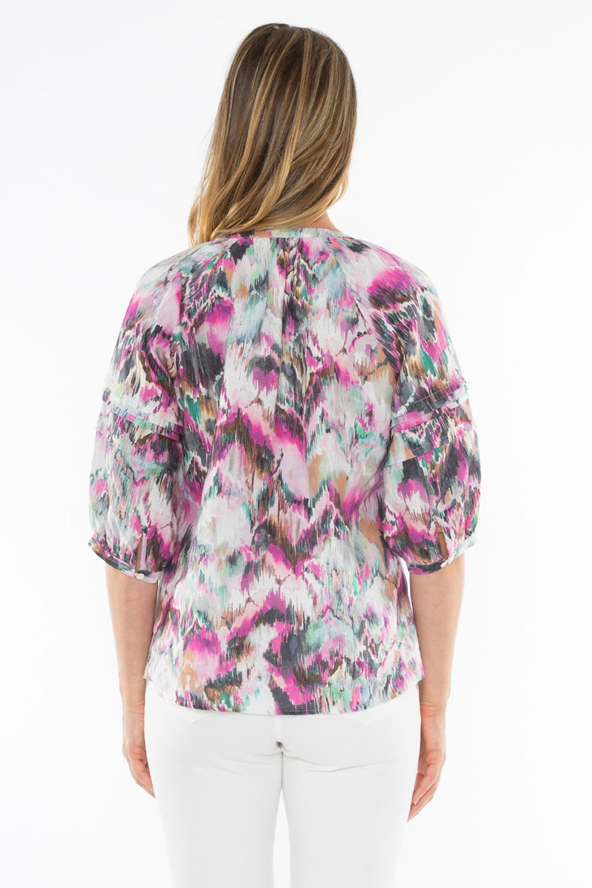 Women's Abstract Ikat Top in Multicolour
