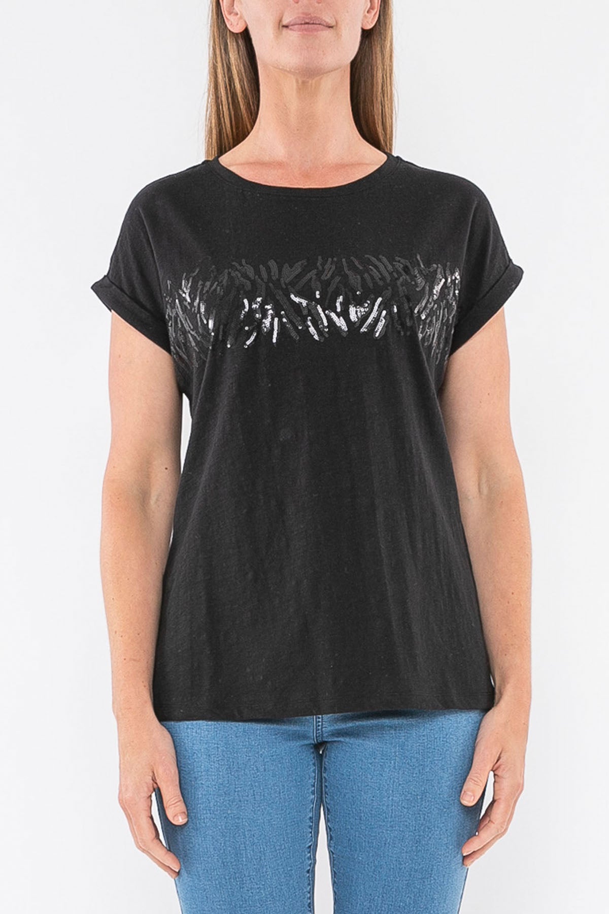 Animal Sequin Tee Black