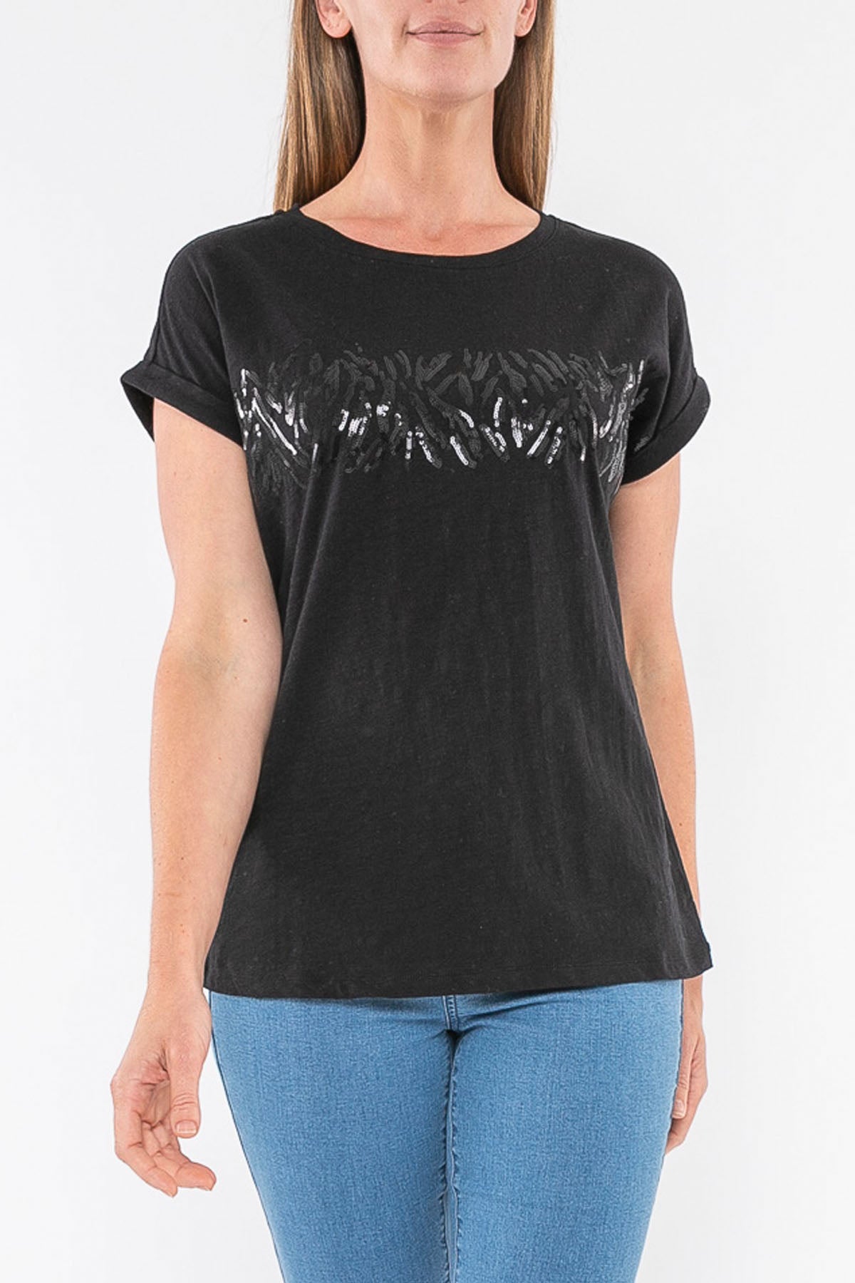 Animal Sequin Tee Black