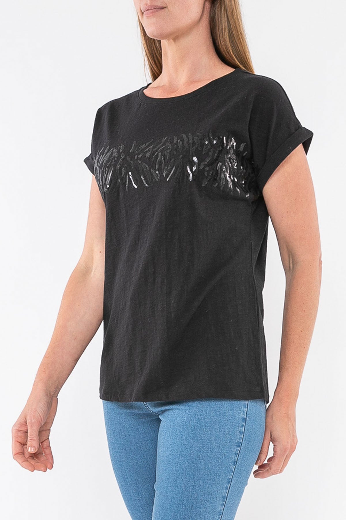 Animal Sequin Tee Black