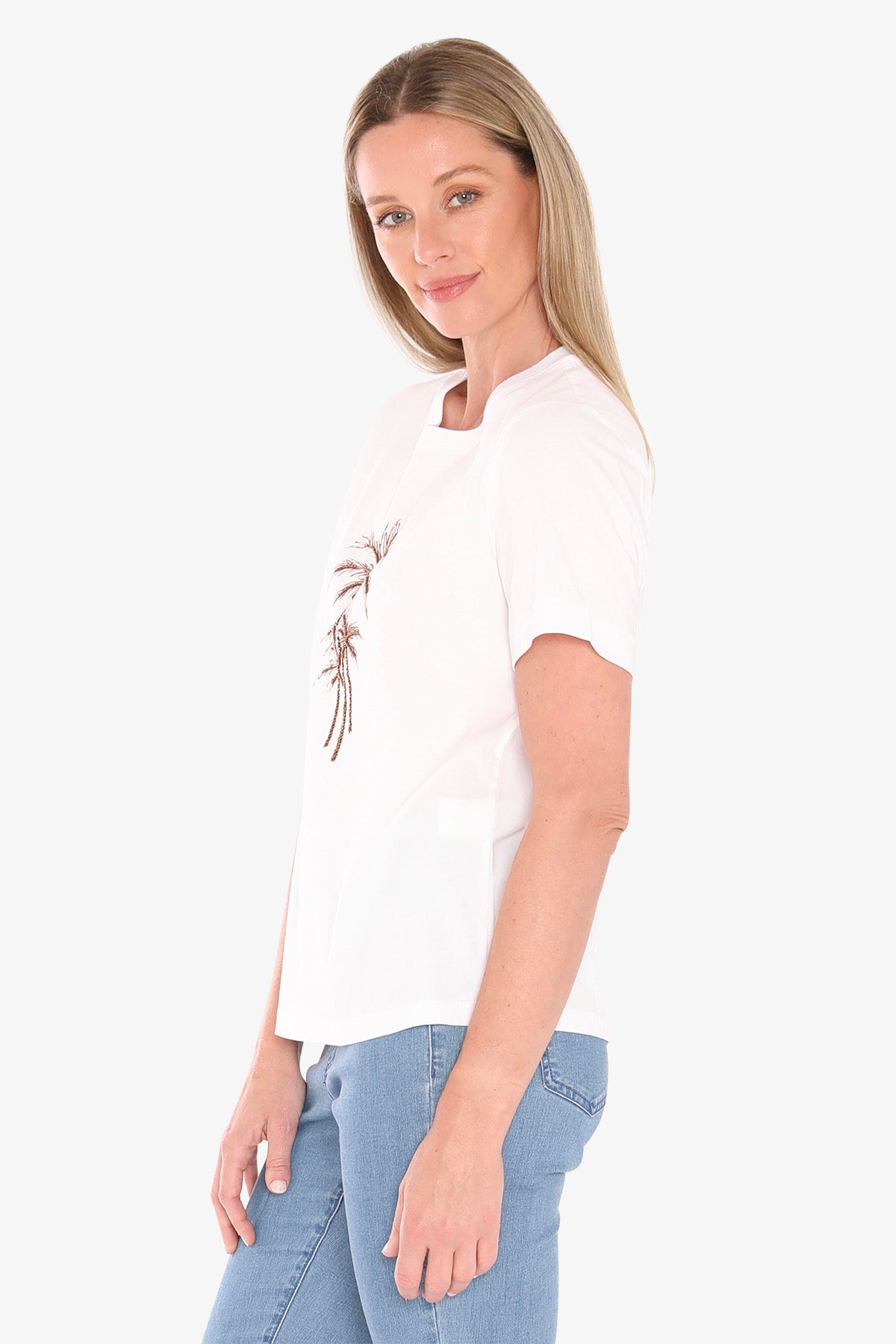 Womens Beaded Palm Tee Brown 59612015a