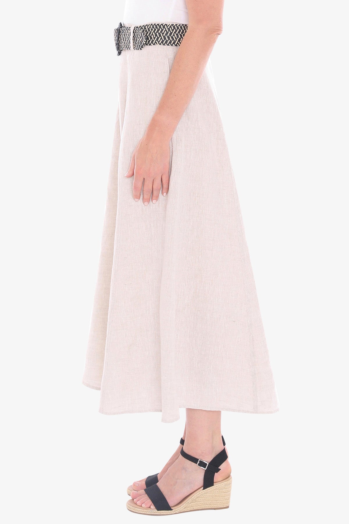Womens Belted Panel Skirt Beige 596j6135a