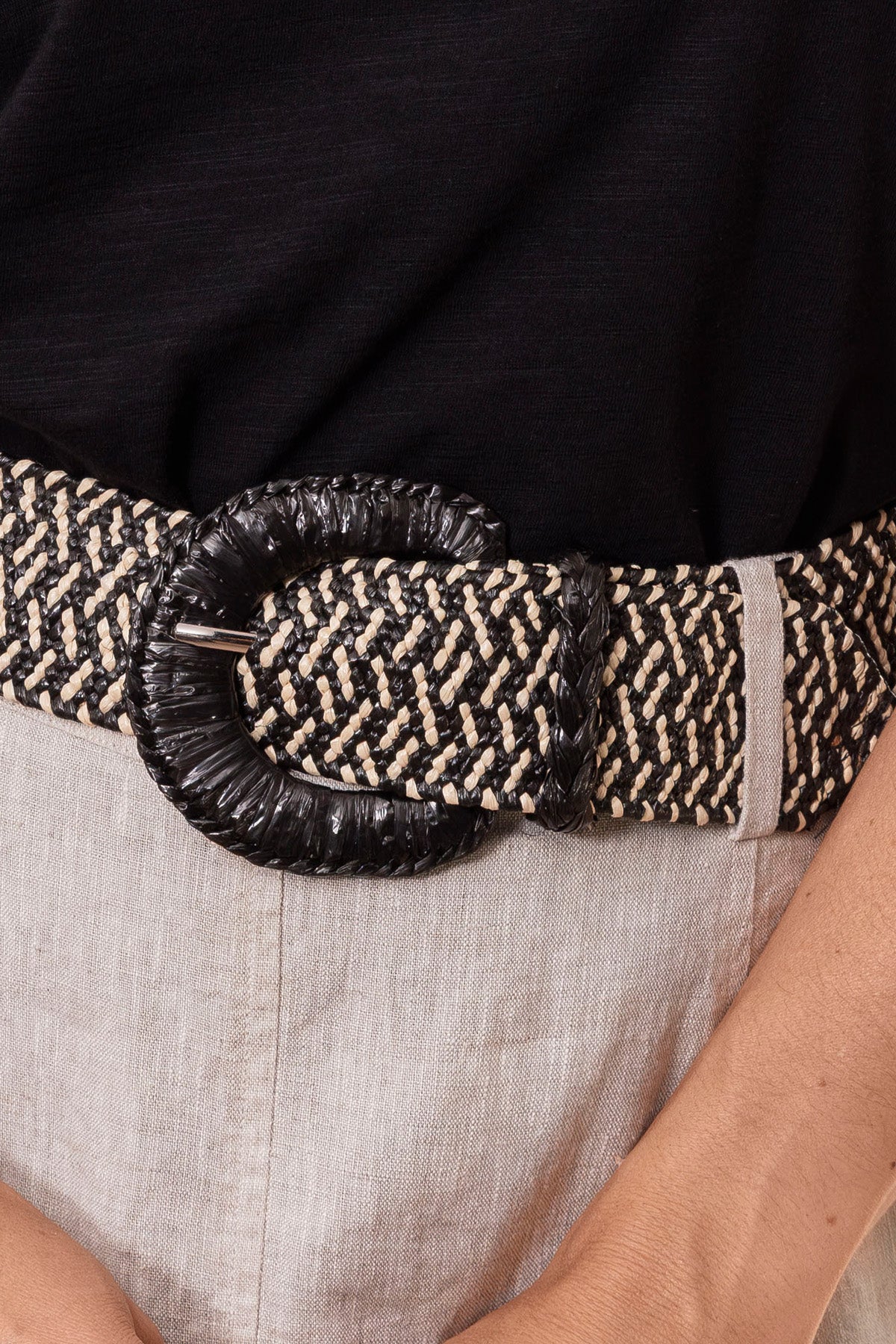 Womens Belted Panel Skirt Beige 596j6135a