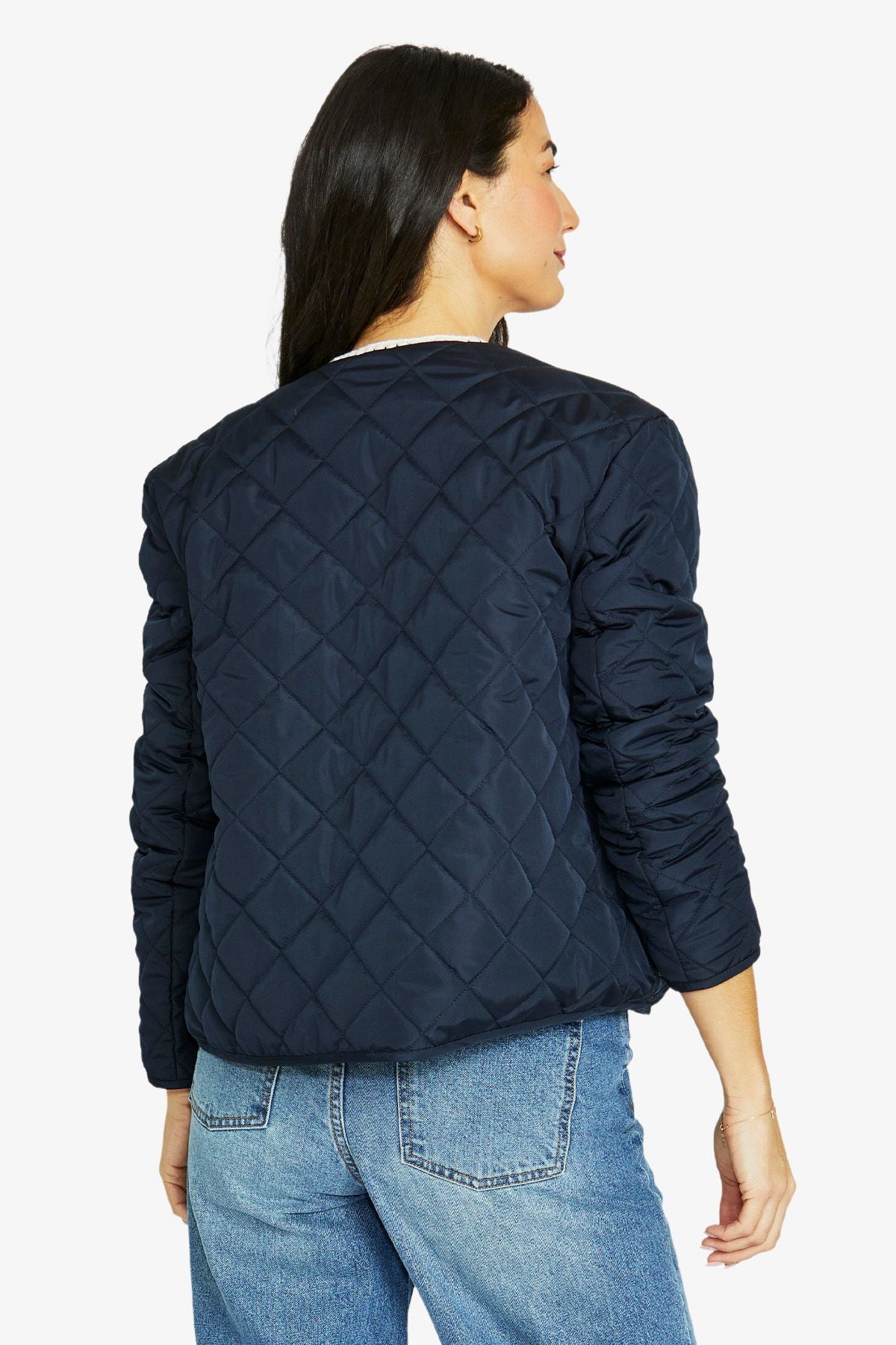 Womens Blanket Stitch Puffer Navy 606j4024a