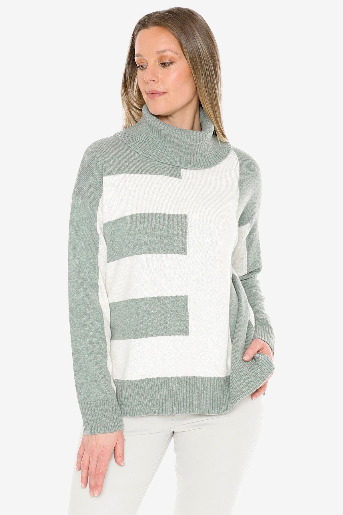 Block Panel Pullover in Alpine/Ivory
