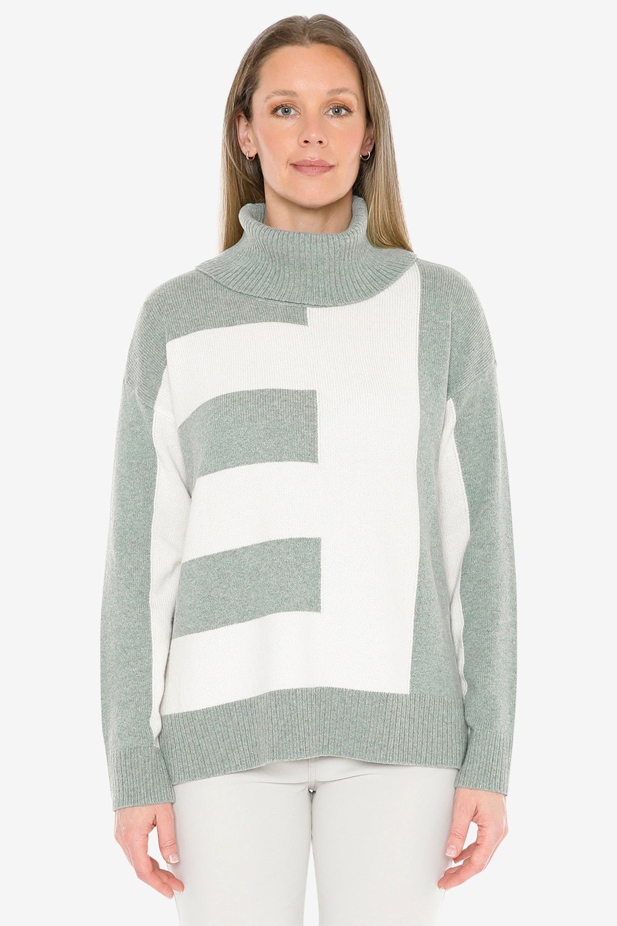 Block Panel Pullover in Alpine/Ivory
