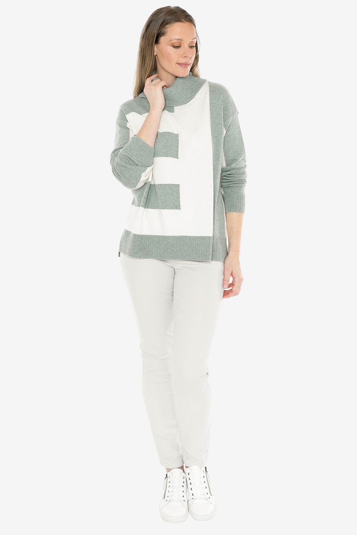 Block Panel Pullover in Alpine/Ivory