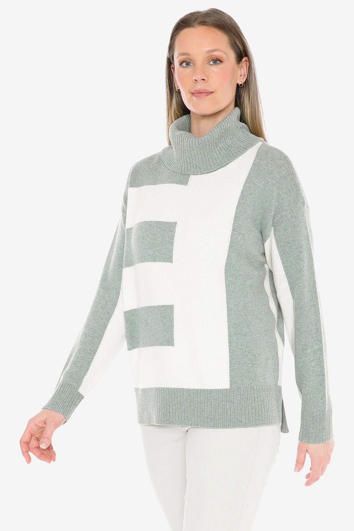Block Panel Pullover in Alpine/Ivory