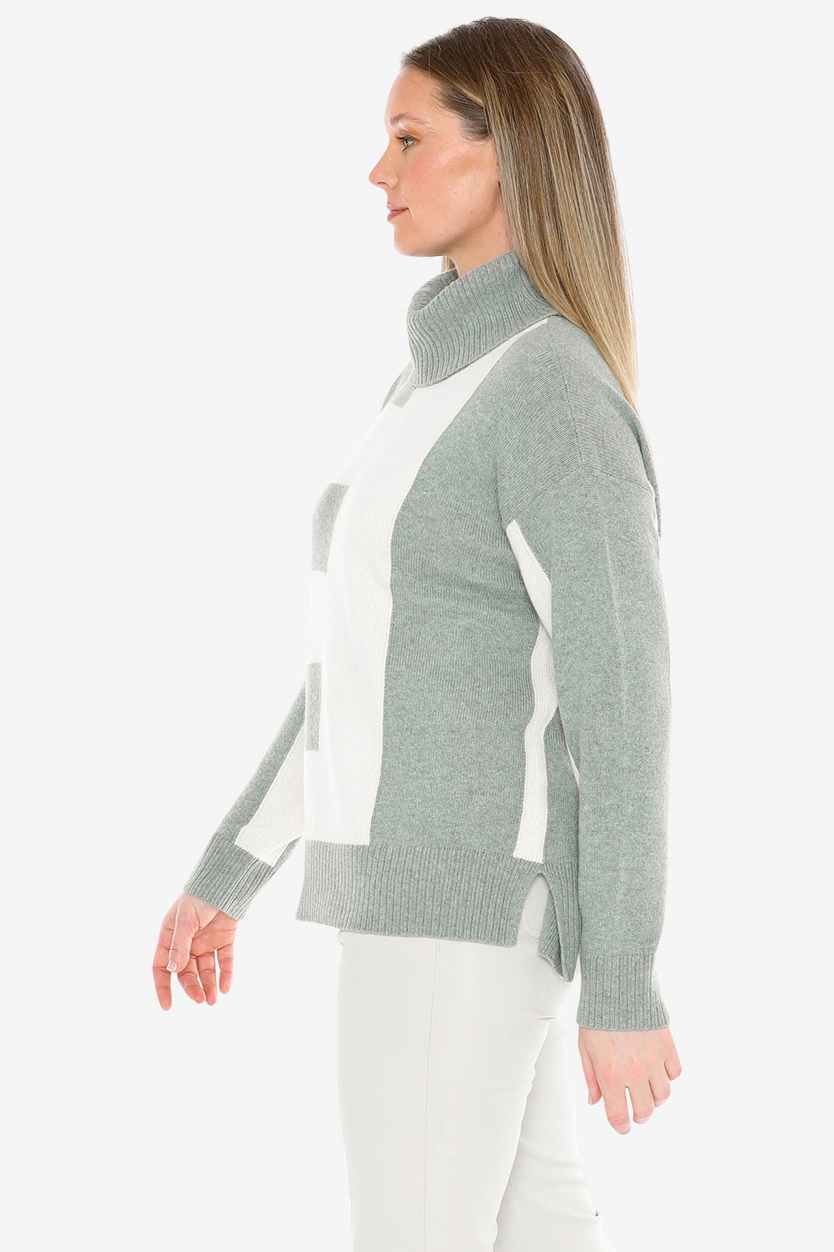 Block Panel Pullover in Alpine/Ivory