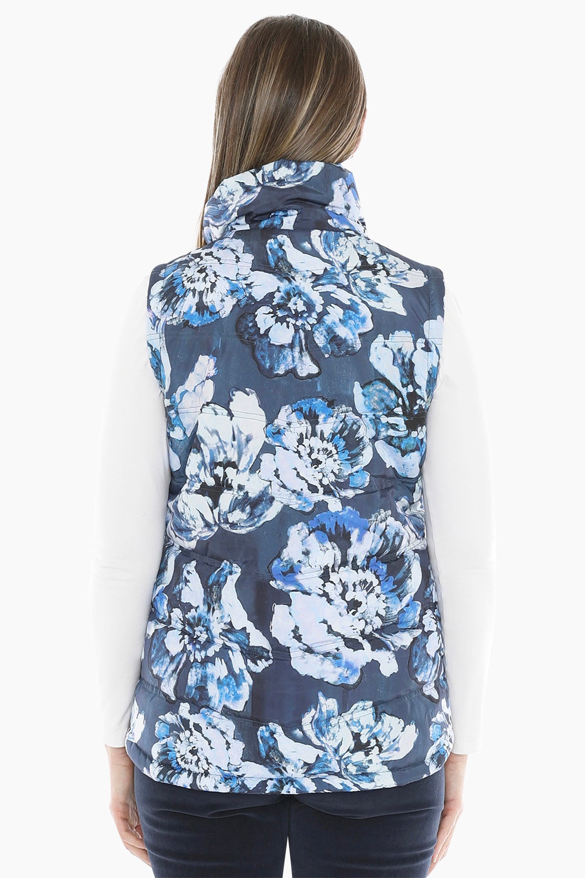 Blue Bloom Puffer Vest in Multi