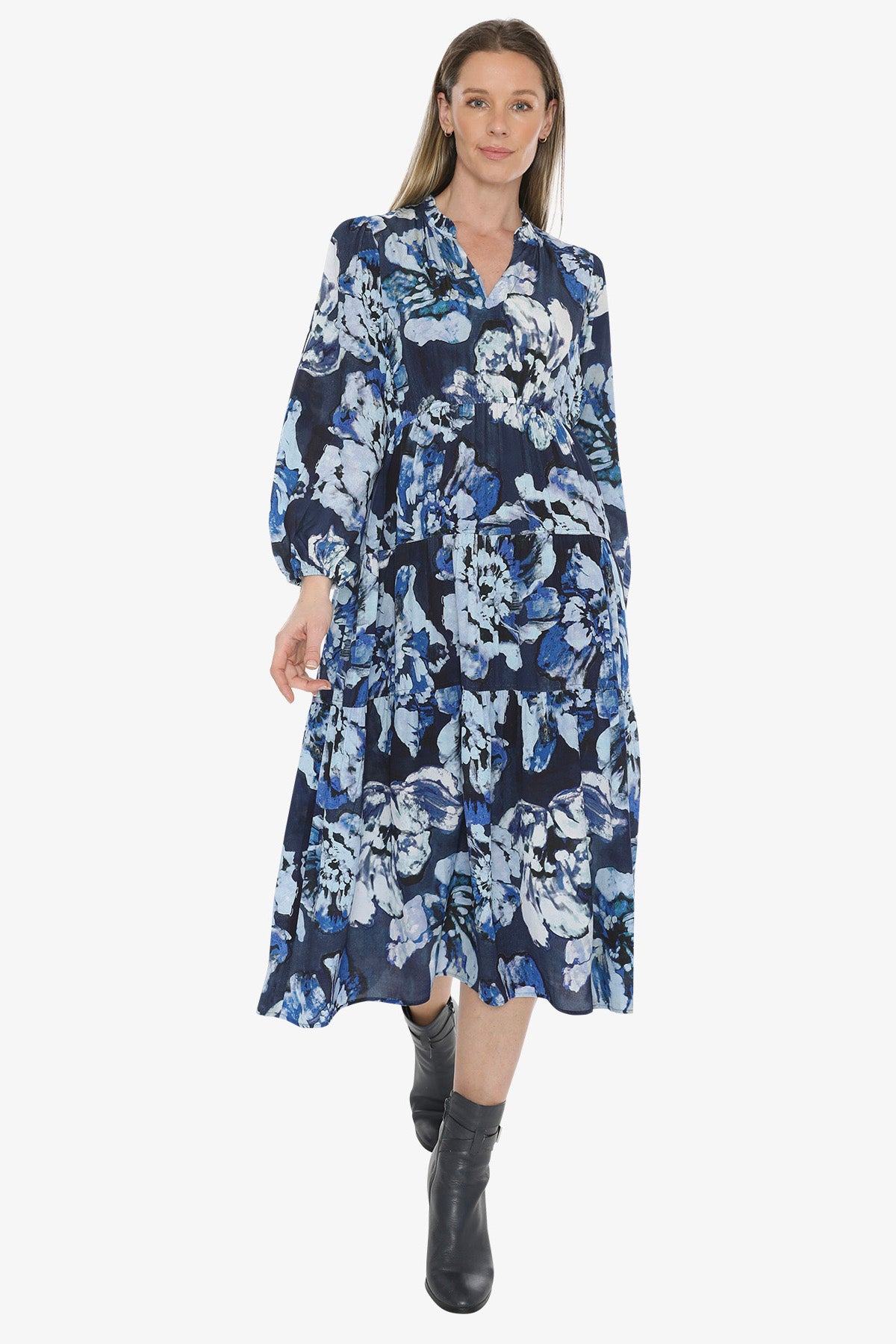 Blue Bloom Dress in Multi