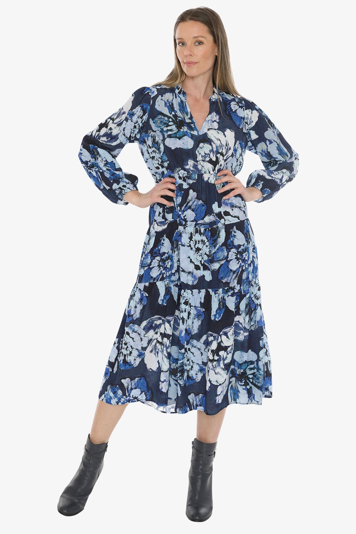 Blue Bloom Dress in Multi