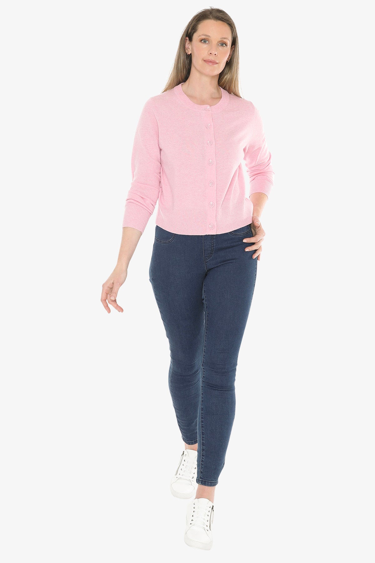 Button Through Cardi in Sherbert Marle