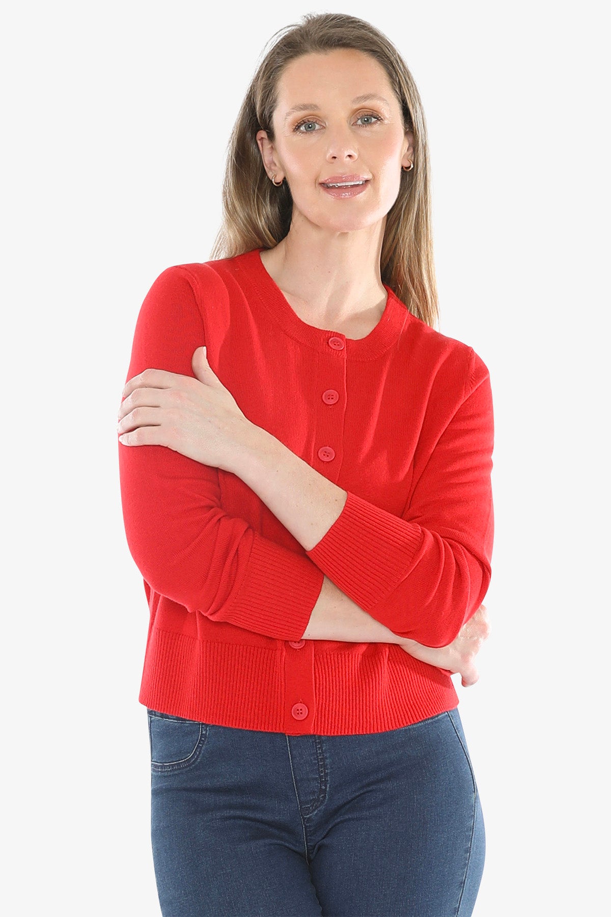 Button Through Cardi in Poppy