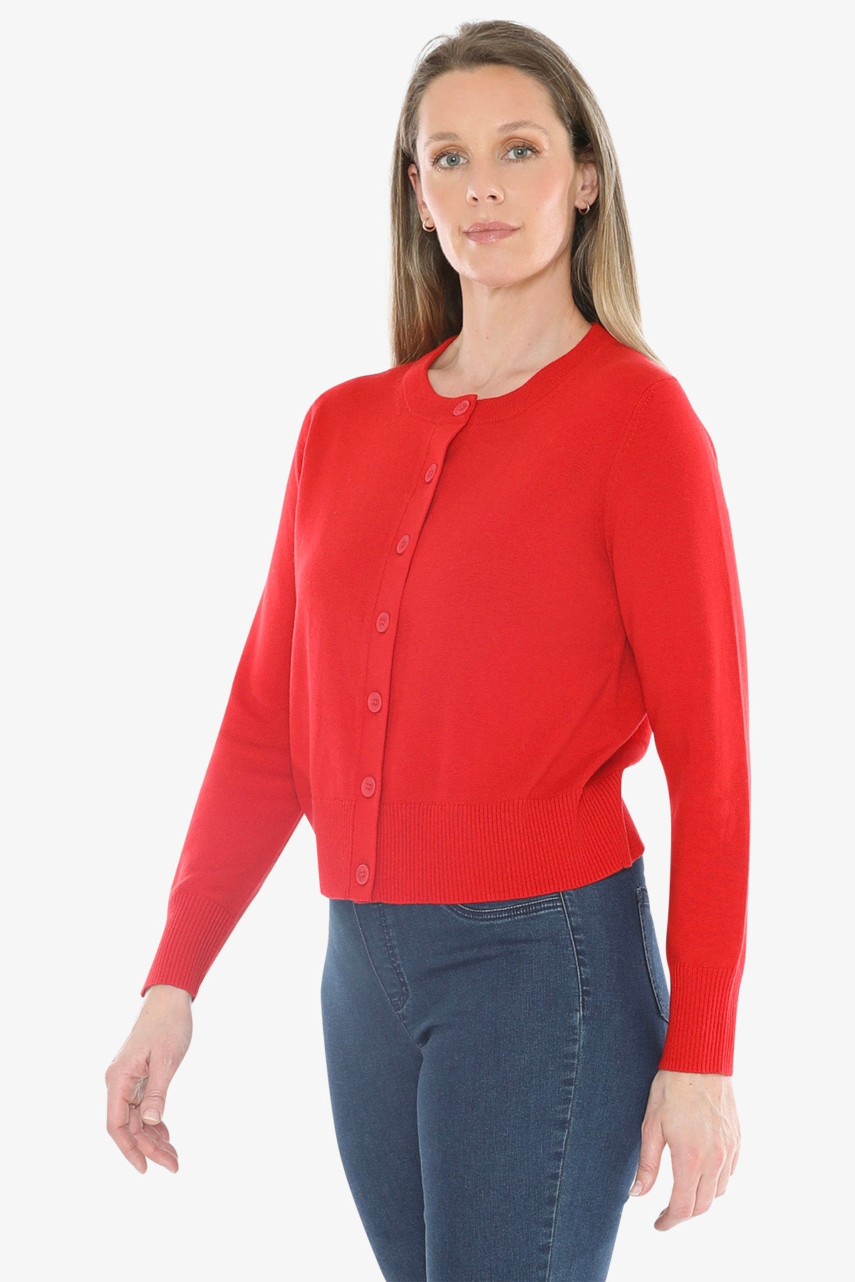 Button Through Cardi in Poppy
