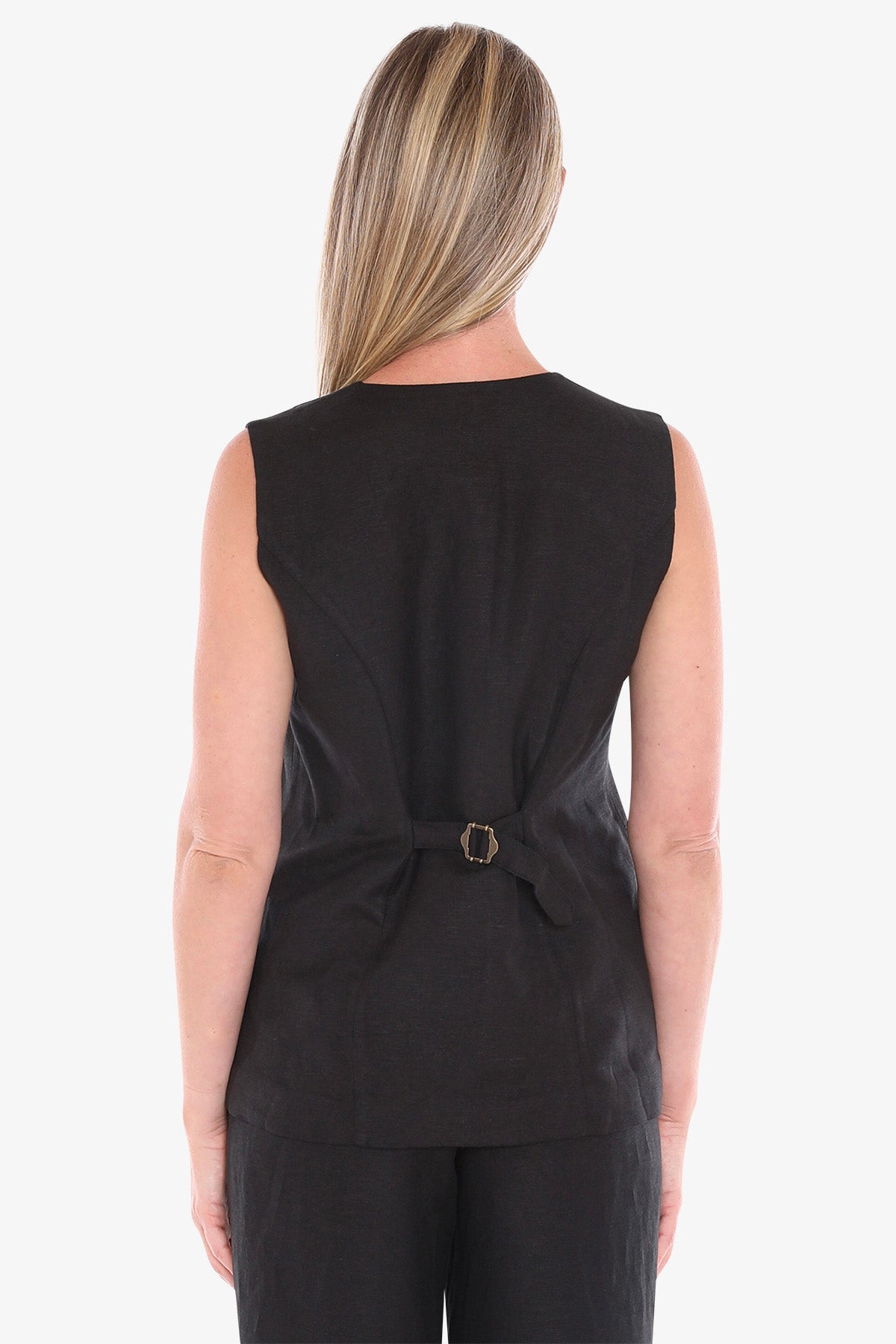 Womens Button Vest Black 596j4092a