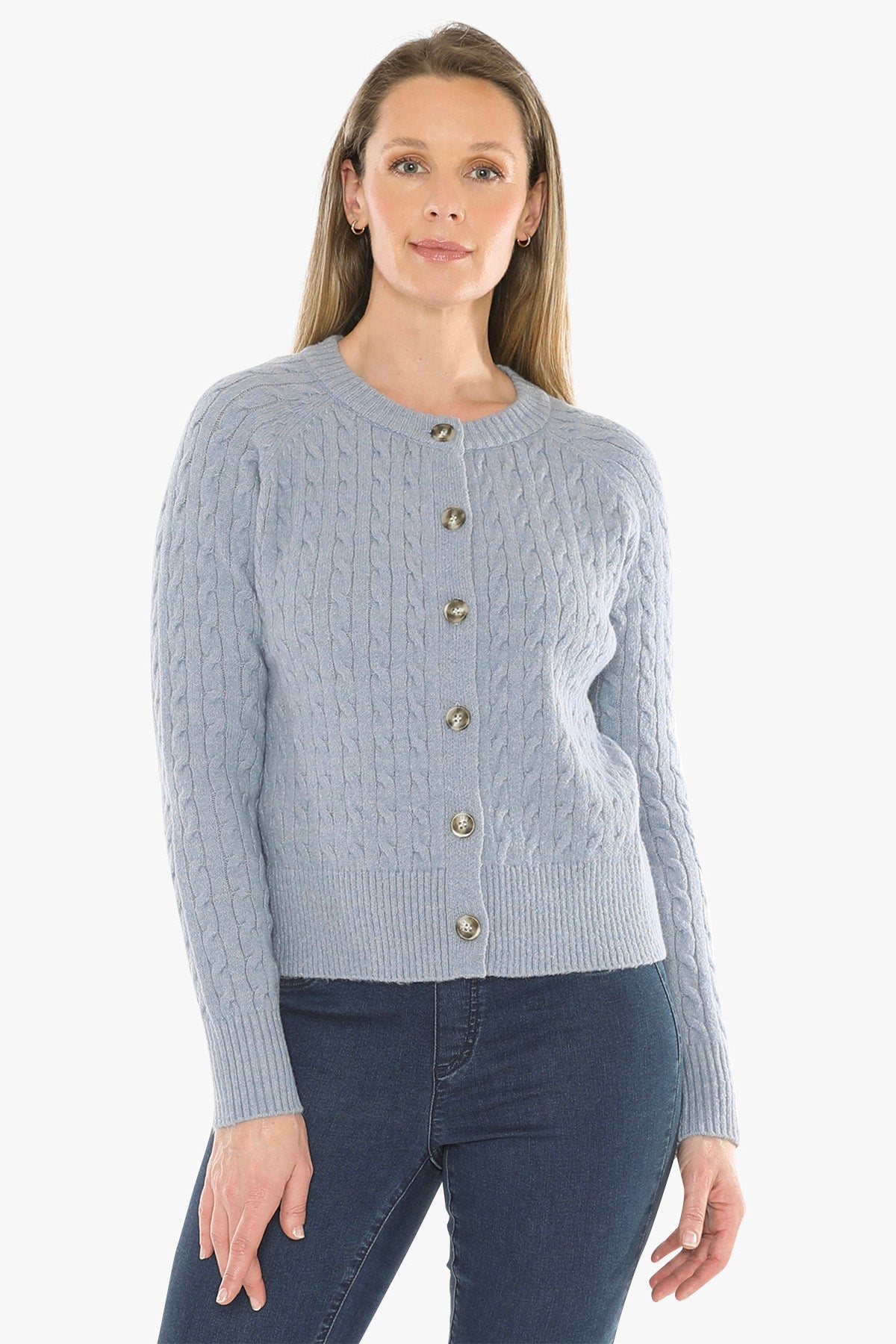 Cable Cardigan in Sky