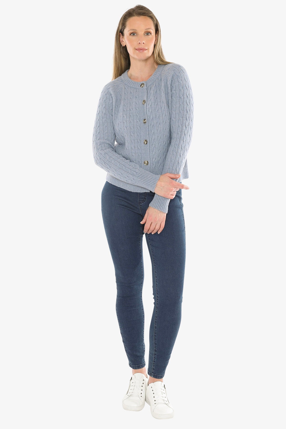 Cable Cardigan in Sky