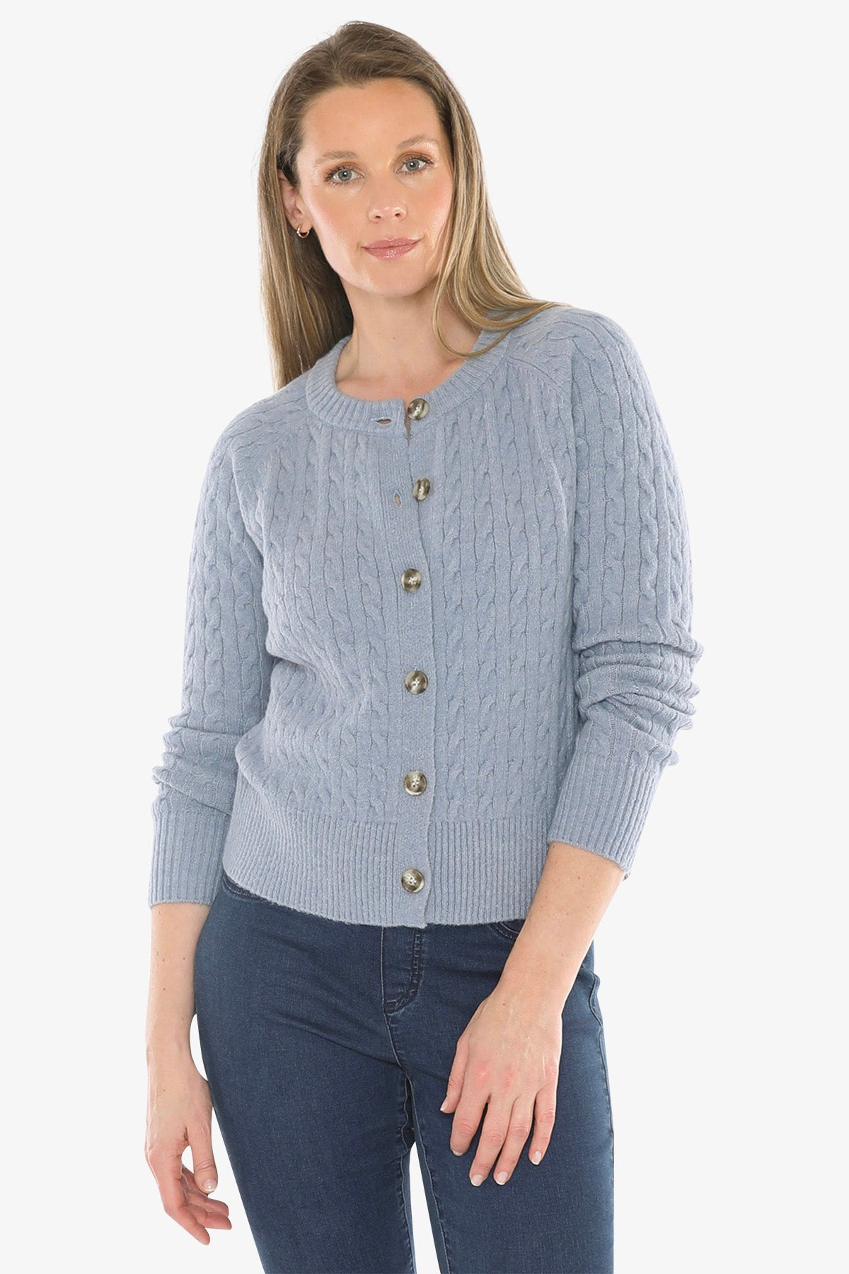 Cable Cardigan in Sky
