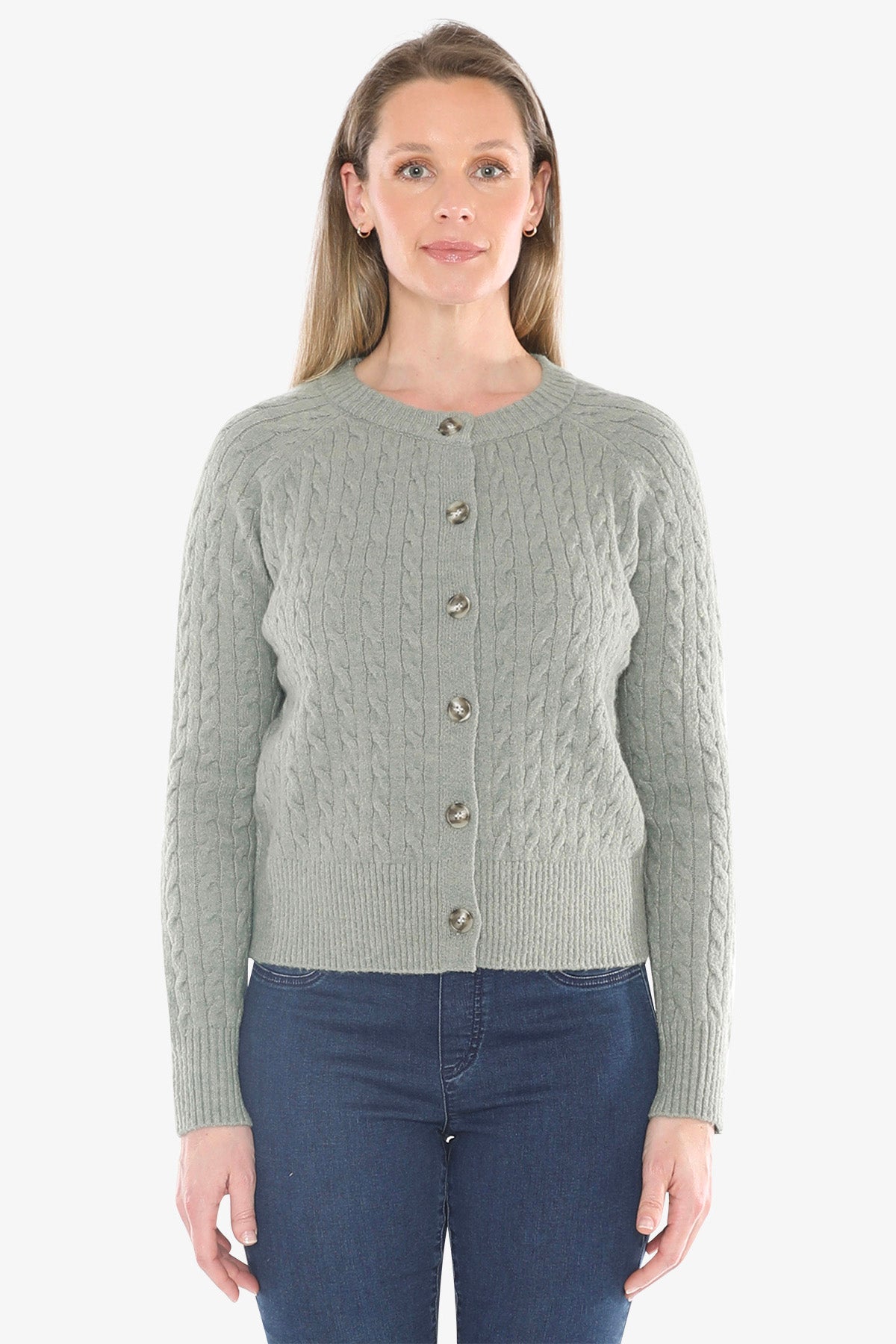 Cable Cardigan in Sage