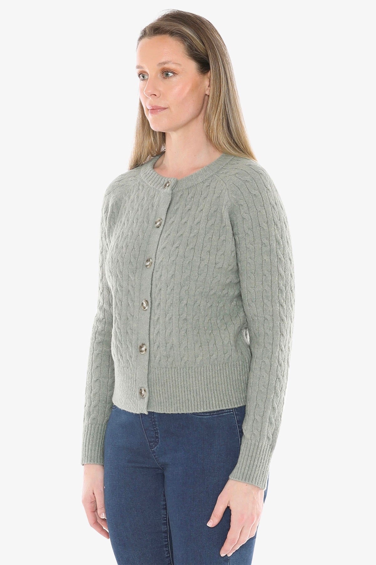 Cable Cardigan in Sage