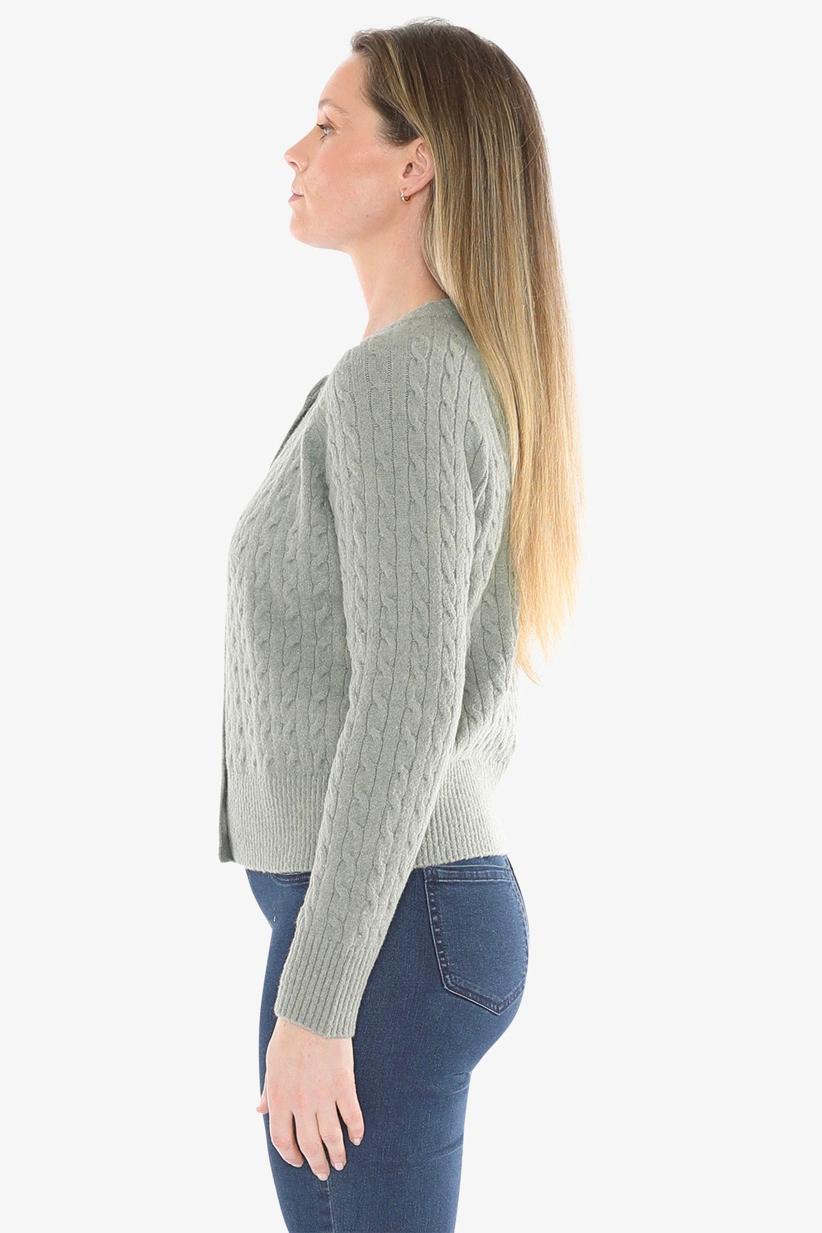 Cable Cardigan in Sage