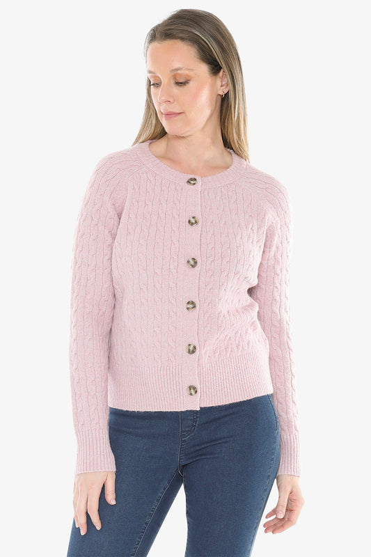 Cable Cardigan in Musk